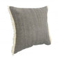 20" Gray And Ivory Cotton Color Block Throw Pillow with Fringe