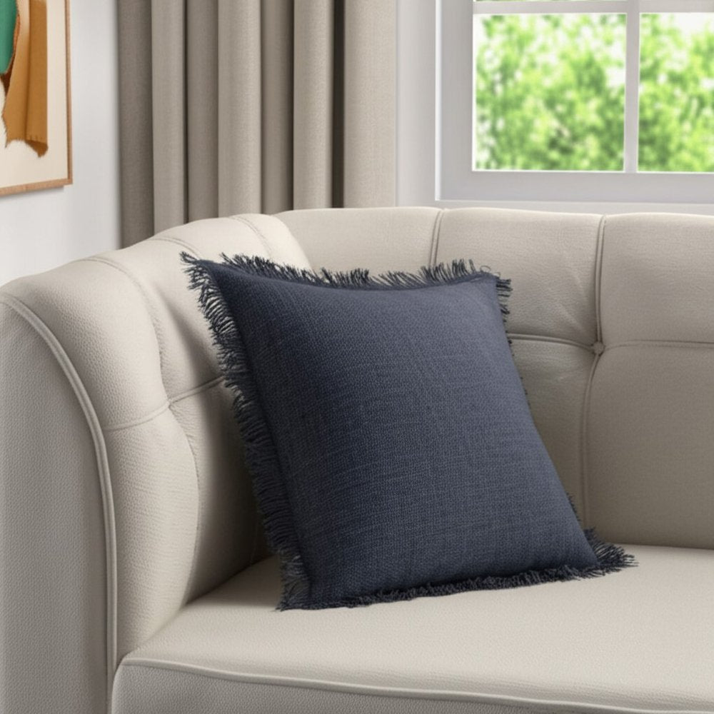 14" X 36" Navy Blue 100% Cotton Zippered Pillow