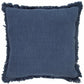 20" Navy Blue Cotton Throw Pillow with Fringe