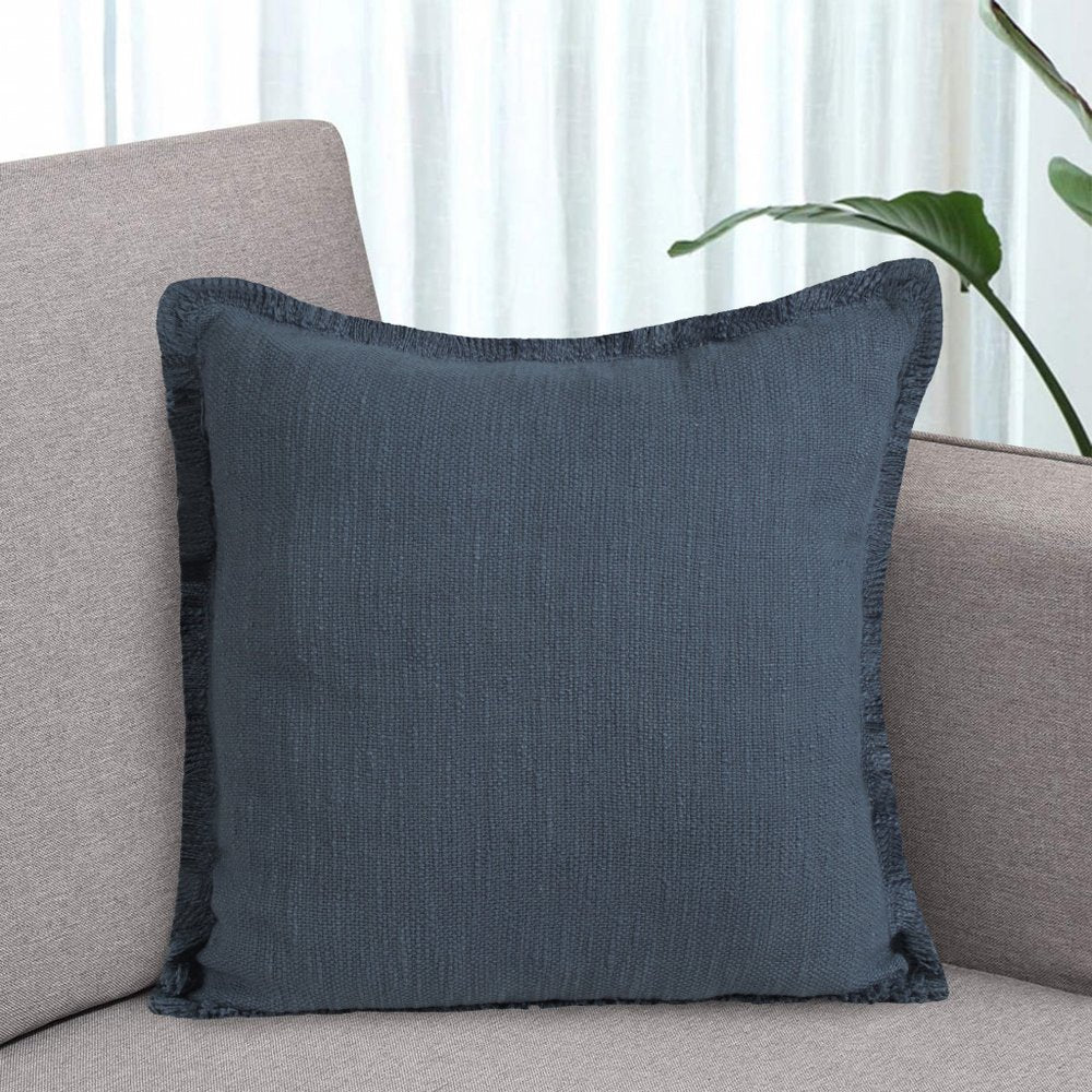 14" X 36" Navy Blue 100% Cotton Zippered Pillow