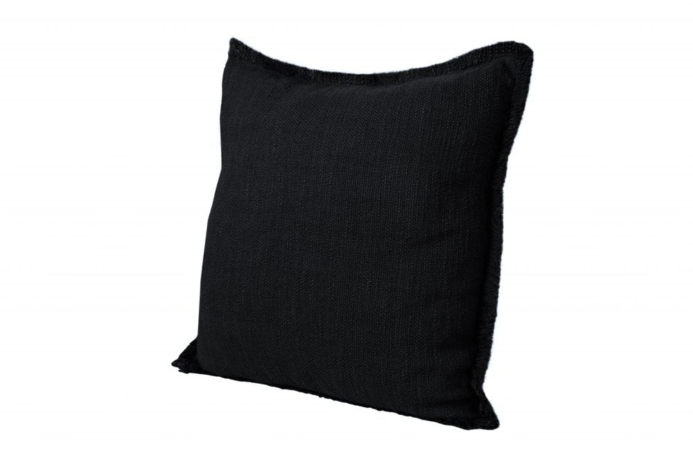 20" Navy Blue Cotton Throw Pillow with Fringe