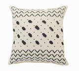 20" X 20" Cream And Black 100% Cotton Chevron Zippered Pillow