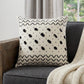 20" X 20" Cream And Black 100% Cotton Chevron Zippered Pillow