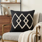 20" X 20" White And Black 100% Cotton Geometric Zippered Pillow
