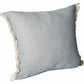 20" X 20" Aqua Blue And Cream 100% Cotton Zippered Pillow