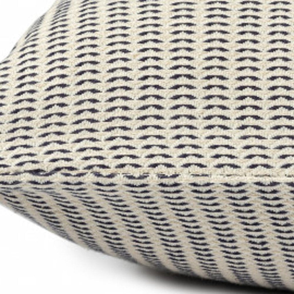 18" X 18" Navy And Ivory 100% Cotton Striped Zippered Pillow