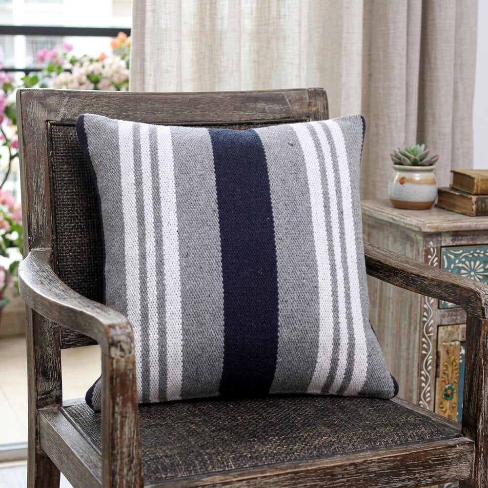 14" X 36" Beige and Gray Lumbar Throw Pillow