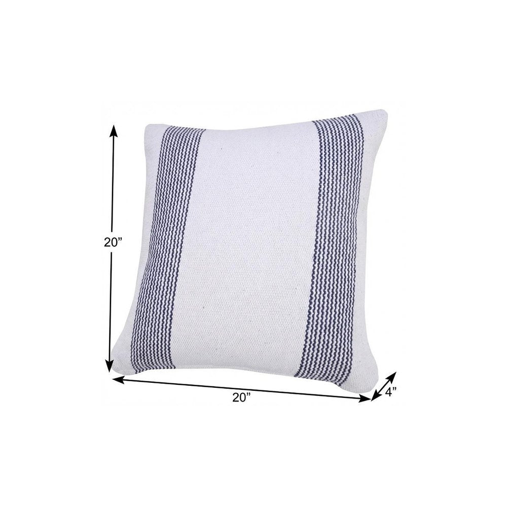 20" X 20" Black And White 100% Cotton Geometric Zippered Pillow