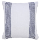 20" X 20" Deep Blue And White 100% Cotton Geometric Zippered Pillow