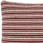 20" Maroon And Tan Cotton Striped Throw Pillow with Fringe
