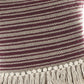 20" Maroon And Tan Cotton Striped Throw Pillow with Fringe