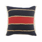 14" X 36" Red Navy And Tan 100% Cotton Striped Zippered Pillow