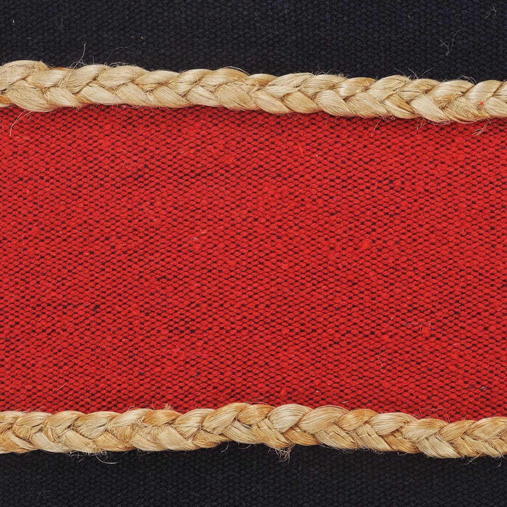 14" X 36" Red Navy And Tan 100% Cotton Striped Zippered Pillow