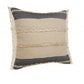 24" Black And Tan Striped Cotton And Jute Throw Pillow With Fringe