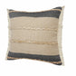 24" Black And Tan Striped Cotton And Jute Throw Pillow With Fringe