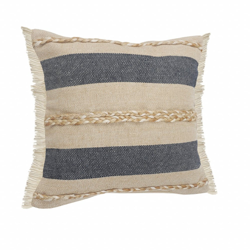 24" Denim Blue Jute Throw Pillow