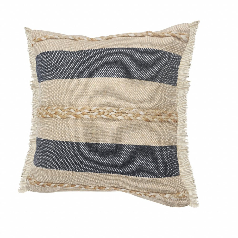 24" Denim Blue Jute Throw Pillow