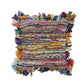 26" Blue And Red Weave Cotton Throw Pillow with Fringe