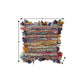 26" Blue And Red Weave Cotton Throw Pillow with Fringe