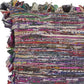 26" Blue And Red Weave Cotton Throw Pillow with Fringe