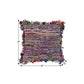 26" Blue And Red Weave Cotton Throw Pillow with Fringe