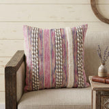 18" Pink and Ivory Throw Pillow