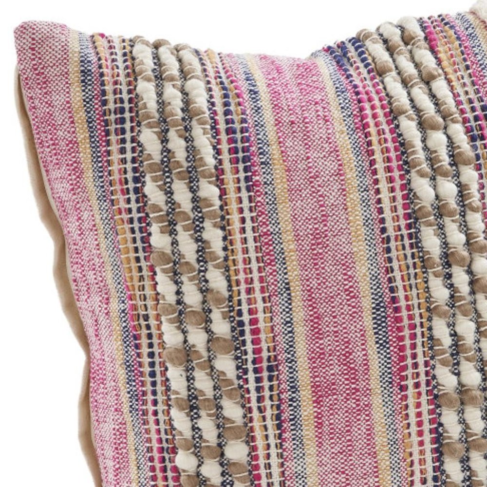 18" Pink and Ivory Throw Pillow