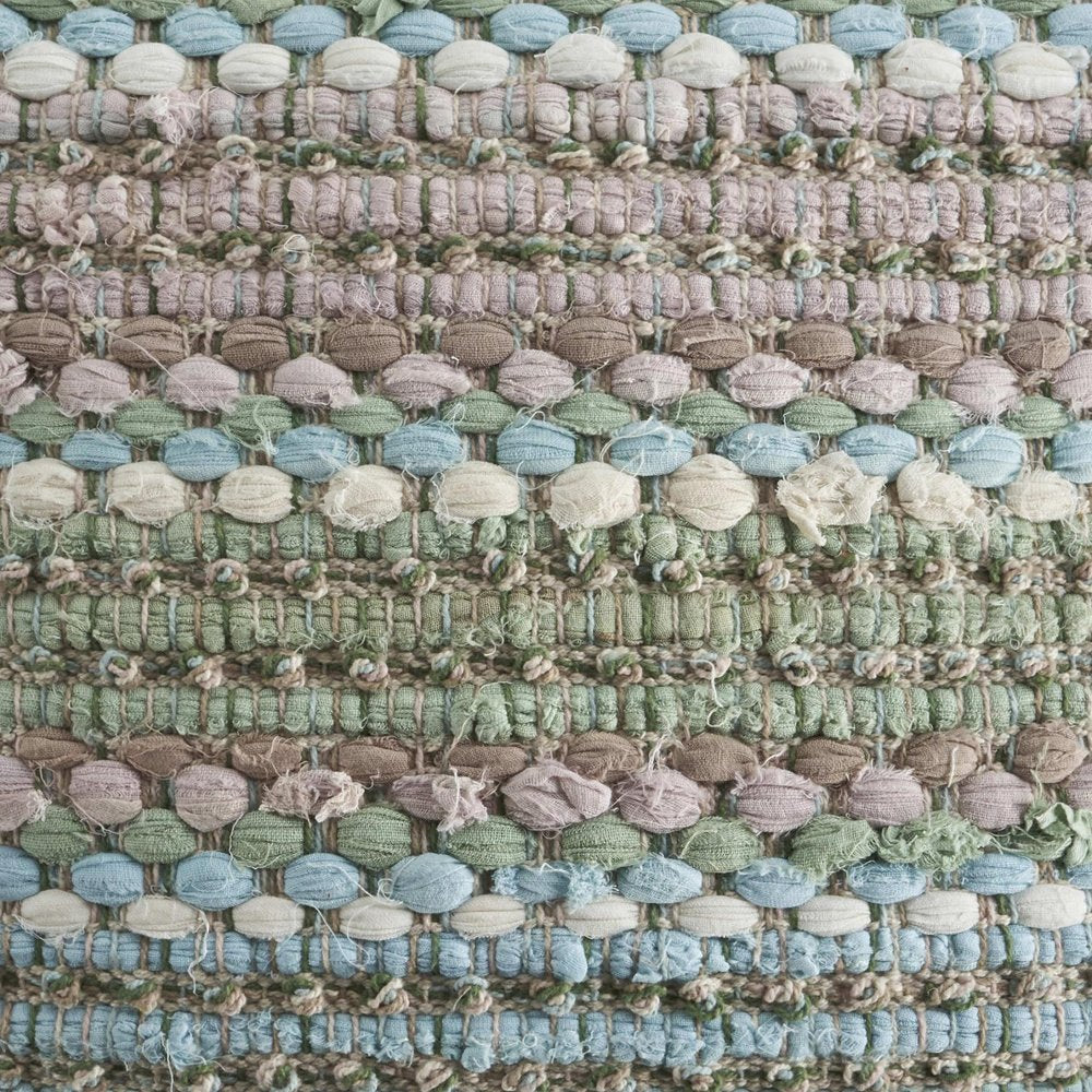 18" Blue And Green Cotton Striped Throw Pillow
