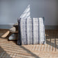 18" Blue And Green Cotton Striped Throw Pillow