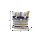 18" Blue and Beige Throw Pillow with Tassels
