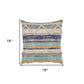 18" Beige Blue and Gray Throw Pillow