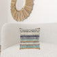 18" Beige Blue and Gray Throw Pillow