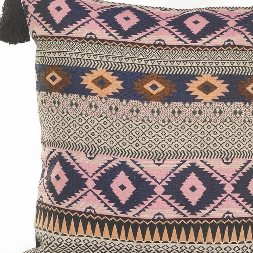 20" Black and Yellow Throw Pillow with Tassels