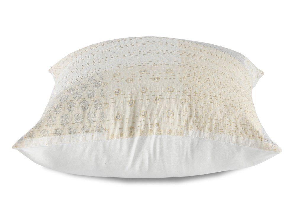 20" Pink And Off White Patchwork Cotton Throw Pillow