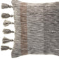 20" Gray And Light Brown Striped Throw Pillow with Tassels