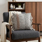 20" Gray And Light Brown Striped Throw Pillow with Tassels