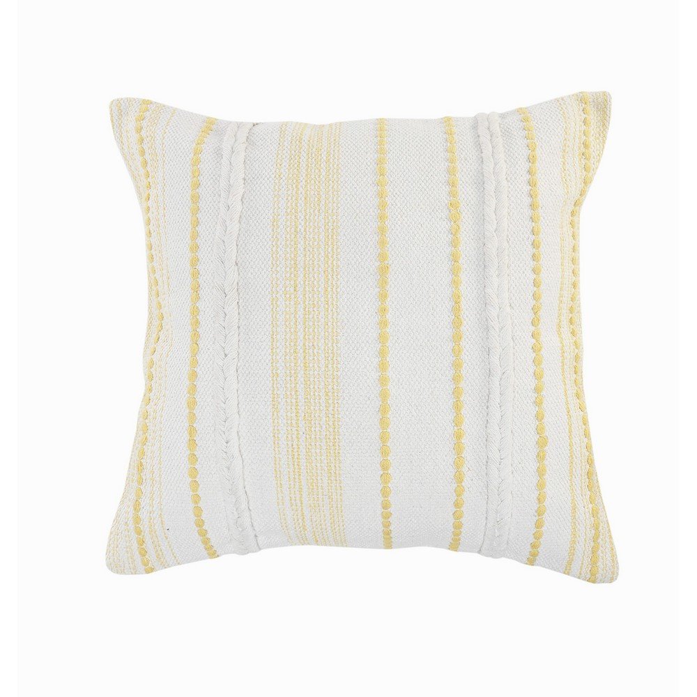 20" Yellow and White Throw Pillow