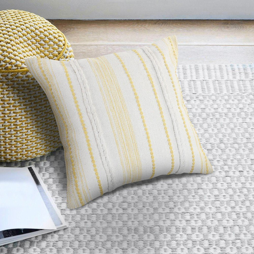20" Yellow and White Throw Pillow