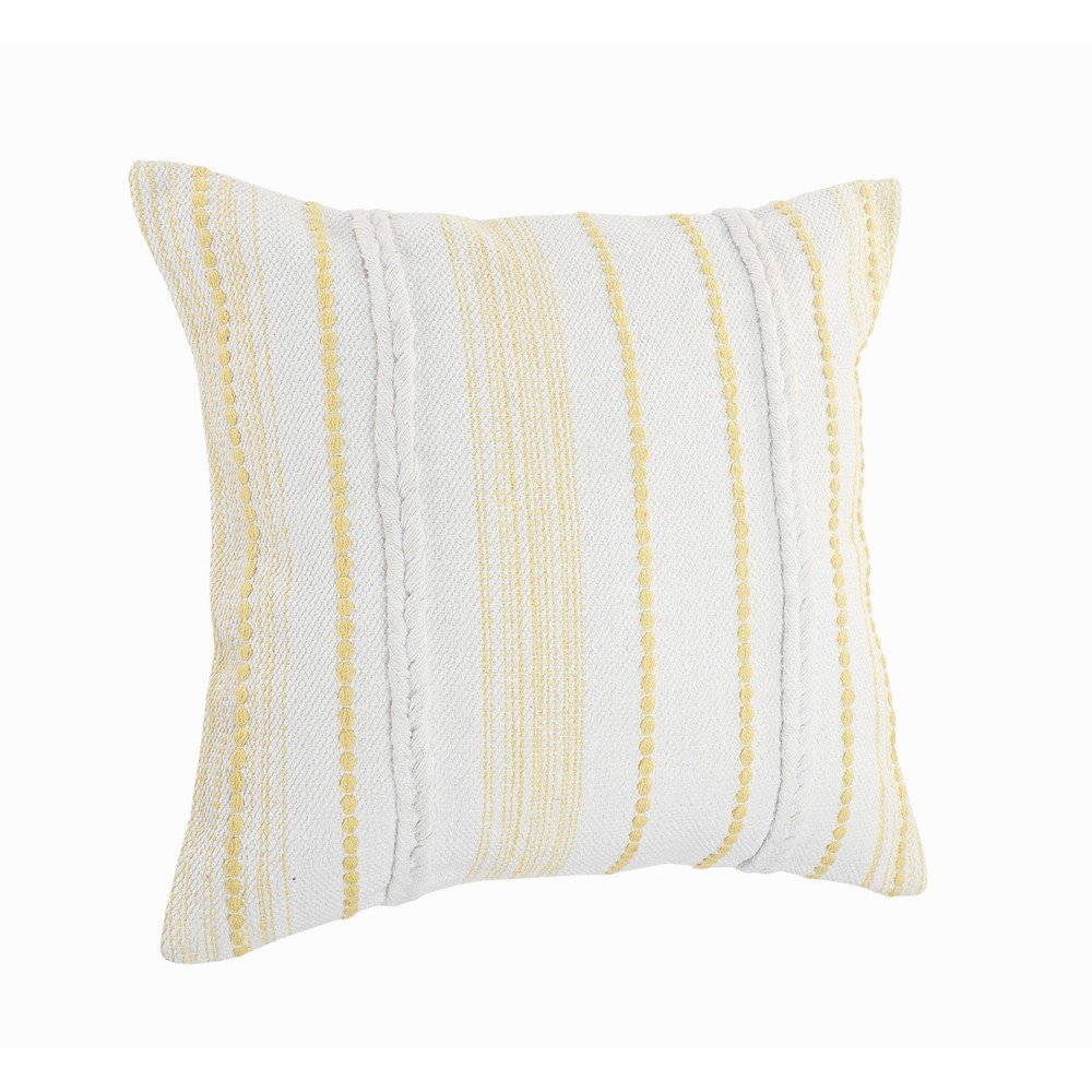 20" Yellow and White Throw Pillow