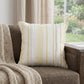 20" X 20" White Blue Gray And Tan 100% Cotton Striped Zippered Pillow