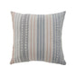 20" X 20" White Blue Gray And Tan 100% Cotton Striped Zippered Pillow