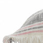 20" X 20" Gray White And Pink 100% Cotton Striped Zippered Pillow