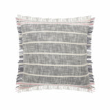 20" X 20" Gray White And Pink 100% Cotton Striped Zippered Pillow