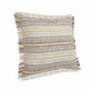 20" X 20" Taupe Gray Yellow And Navy 100% Cotton Striped Zippered Pillow