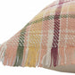 20" Pink And Yellow Cotton Plaid Throw Pillow with Fringe