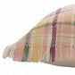 20" Pink And Yellow Cotton Plaid Throw Pillow with Fringe