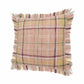 20" Pink And Yellow Cotton Plaid Throw Pillow with Fringe