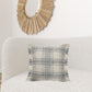 20" X 20" White And Gray-Blue Polyester Plaid Zippered Pillow