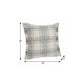 20" X 20" White And Gray-Blue Polyester Plaid Zippered Pillow