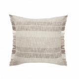 20" Cream Striped Cotton Throw Pillow